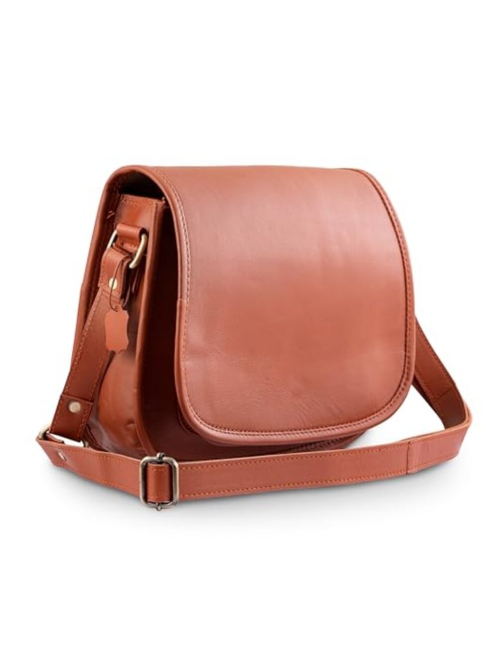 Genuine Leather Full Flap Saddle Crossbody Shoulder Bag Handmade Vintage